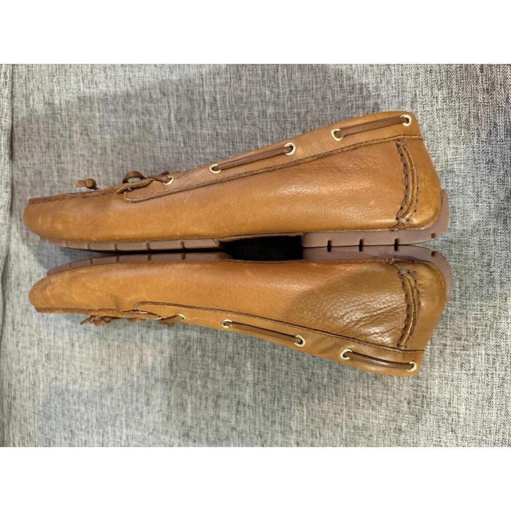 Clarks C Mocc Womens 9 Tan Leather Rawhide Laces Slip On Shoes - Picture 10 of 10